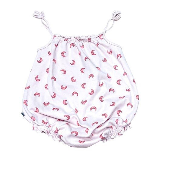Oeuf NYC Strappy Croissant Print Pale Pink Bubble Romper 18-24 months - Picture 4 of 7